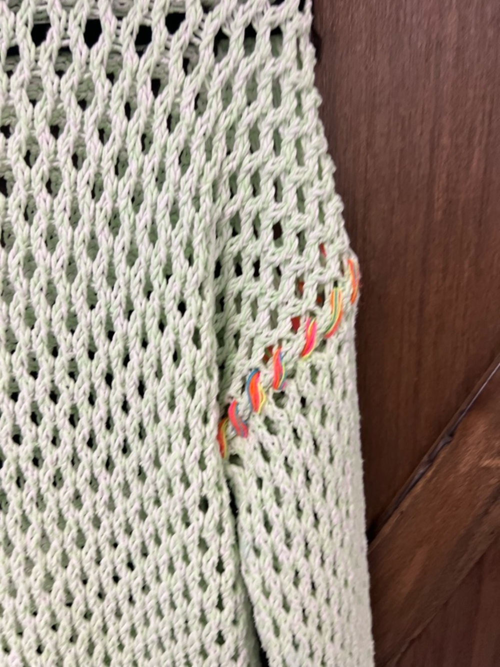 LISA TODD Twister Crewneck Crochet Resort Sweater Neon Sour Apple Size Small - Picture 6 of 8